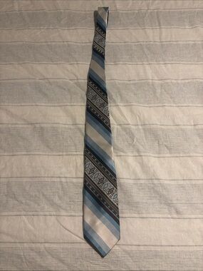 Sears Blue, Light Blue & Gray Diagonal Stripe Tie